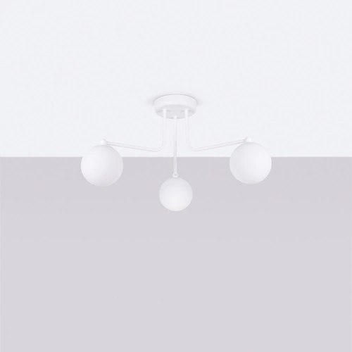 Żyrandol sufitowy ASTRAL 3 biała kula minimalistyczna do salonu i sypialni 62 cm