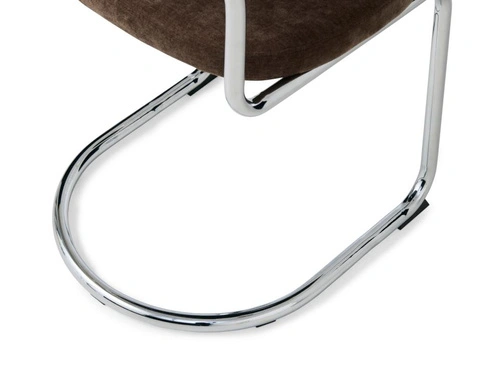 Krzesło tapicerowane Griffin do jadalni na płozach chrom brązowe