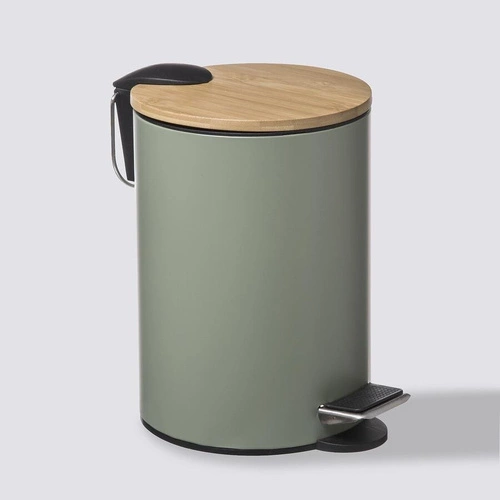 Kosz na śmieci do łazienki Bam 3L bambusowy z metalową pokrywą ciche zamykanie 5five