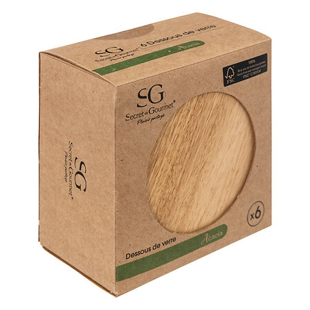 5five simply smart zestaw 6 akacjowych podkładek pod kubek okrągłych drewnianych 10 cm