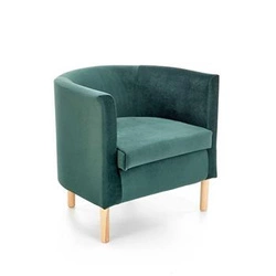 Fotel kubełkowy Calidris welurowy zielony ciemny do salonu skandynawski z podłokietnikami