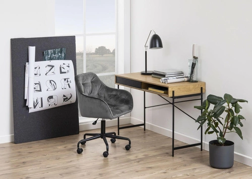 Biurko industrialne do pracy Angus Actona dąb z półką kompaktowe loft 110x50 cm