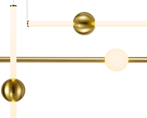 Lampa sufitowa O-LINE S-4 LED mosiądz nowoczesna regulowana do salonu 79cm