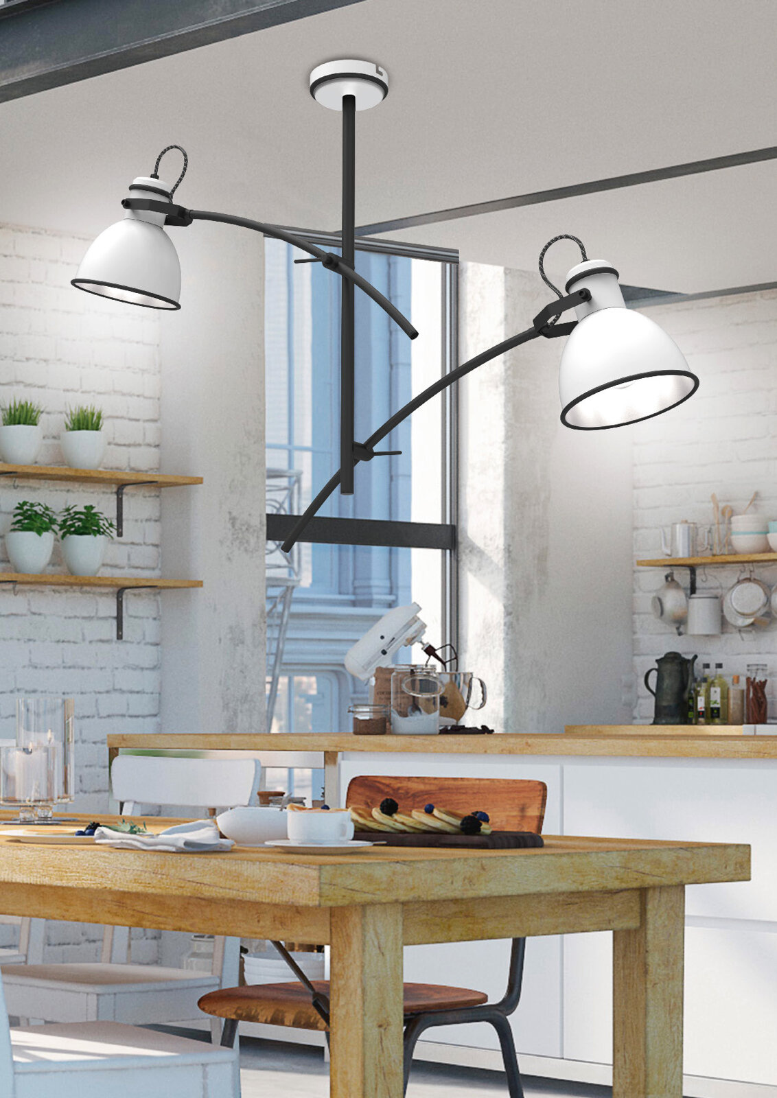 Lampa wisząca Zumba 2x60W E27 biały+czarny