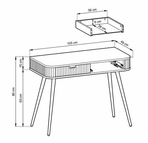 Toaletka biała z szufladami Seda Intesi nowoczesna do sypialni na złotych nogach glamour