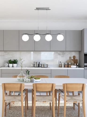 Lampa wisząca Ramon nowoczesna szklana chromowa 4-punktowa do salonu i jadalni