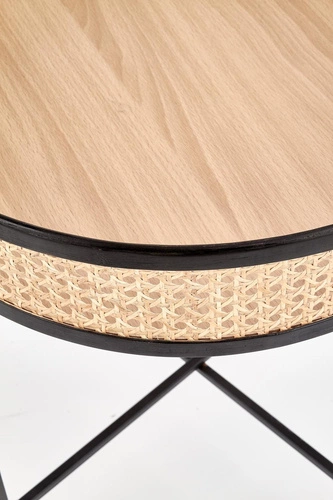 Stolik kawowy Balta okrągły rattanowy boho skandynawski 50 cm do salonu czarny Intesi