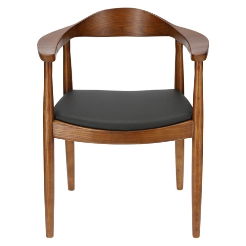 Krzesło drewniane President D2.DESIGN do jadalni z podłokietnikami retro tapicerowane eco skóra