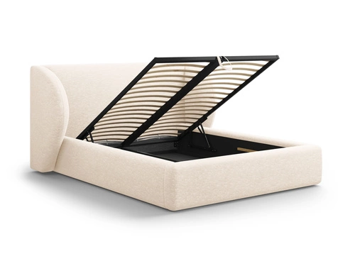 Łóżko tapicerowane Miley II beżowe z pojemnikiem 160x200 nowoczesne do sypialni