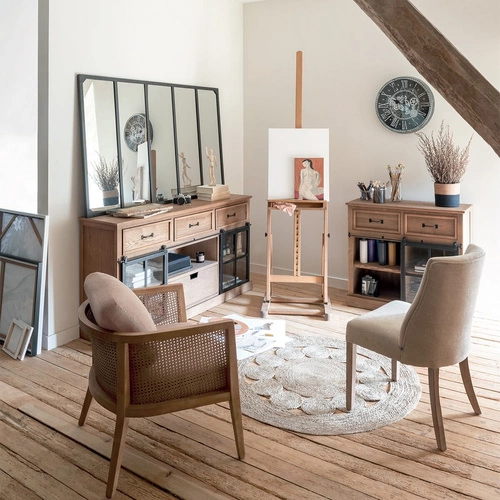 Komoda z szufladami Danik 160 cm industrialna z szybą do salonu rustykalna Atmosphera