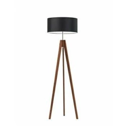 Lampa podłogowa HAITI abażur czarny stelaż mahoniowy