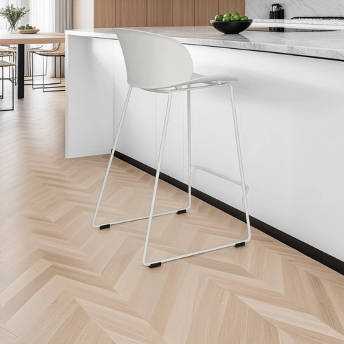 Hoker Vivia biały nowoczesny z oparciem 66 cm do kuchni i wyspy loftowy Intesi