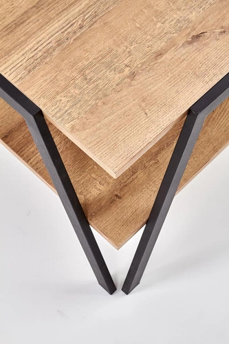 Stolik kawowy Tola prostokątny loftowy czarny dąb złoty 113x63 do salonu Intesi