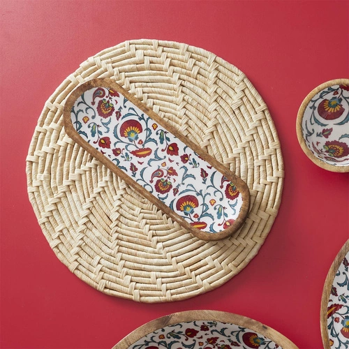 Okrągła podkładka pod talerz Maize Intesi 34cm boho naturalna do kuchni na stół