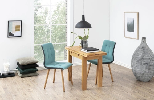 Stół rozkładany Kenley fornir dębowy naturalny do jadalni i salonu styl skandynawski 100x90 cm