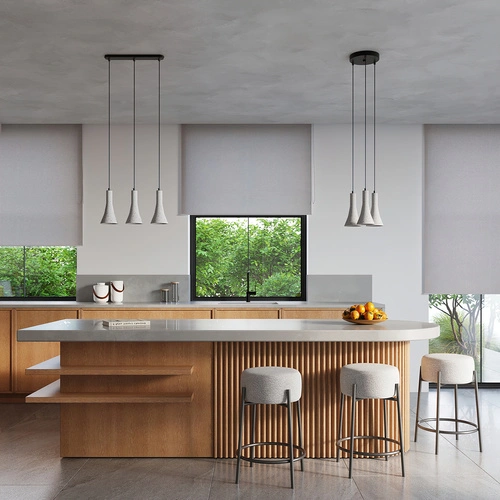 Lampa wisząca betonowa REA 1 szara nowoczesna nad stół do jadalni i kuchni SOLLUX