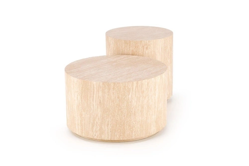 Stolik kawowy Travertino okrągły 60 cm nowoczesny drewniany do salonu beżowy Intesi