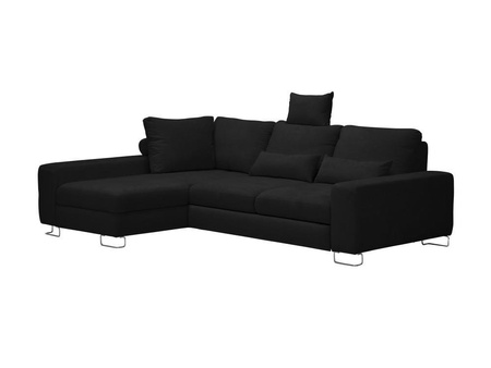 Narożnik z funkcją spania Diane Black Structured Fabric lewostronny