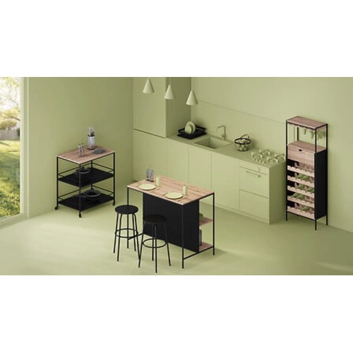 Regał na wino loftowy stojący Aliaj 5five simply smart na 25 butelek z szufladą naturalny