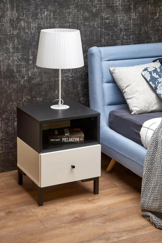 Nowoczesna biała szafka nocna z szufladą Tisaia Intesi do sypialni 40x40 cm