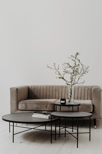 Stolik kawowy okrągły marmurowy TRE 430 czarny nowoczesny do salonu NORDIFRA 43 cm