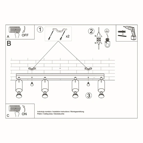 Plafon sufitowy RING 4L biały nowoczesny metalowy do salonu kuchni i sypialni SOLLUX