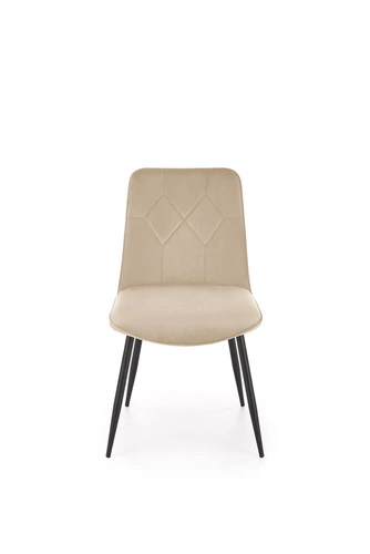 Krzesło tapicerowane welurowe Myanna beżowe do jadalni nowoczesne z oparciem