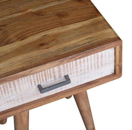 Szafka nocna drewniana 45 cm z szufladą skandynawska akacja brązowa Intesi