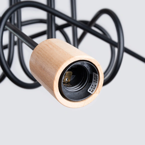 Żyrandol EMBER 5 czarny drewniany nowoczesny do salonu i jadalni SOLLUX LIGHTING