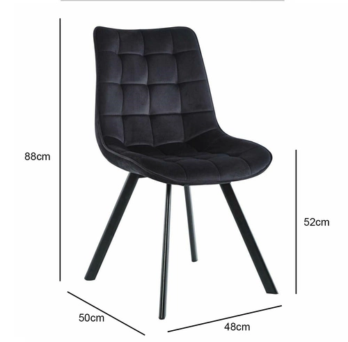 Krzesło do jadalni Moly Intesi tapicerowane welur czarne nowoczesne z metalowymi nogami