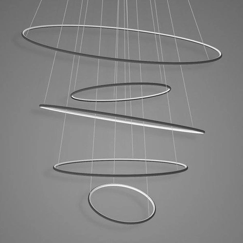 Lampa sufitowa LED Okręgi Altavola Design ściemnialna czarna do salonu 150 cm