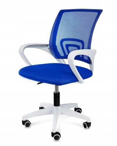 Fotel biurowy ergonomiczny Splash Intesi niebieski siatkowy obrotowy z podłokietnikami do biurka