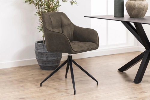 Krzesło tapicerowane Brenda Actona obrotowe z podłokietnikami do salonu brązowe nowoczesne