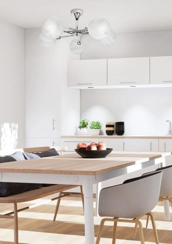 Nowoczesna lampa wisząca Raul 5-punktowa szklana chromowana do salonu i sypialni