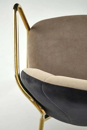 Krzesło tapicerowane welurowe Rebbeca Intesi beżowe z podłokietnikami glamour do jadalni