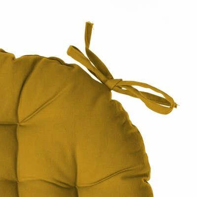 Okrągła poduszka na krzesło 38 cm bawełniana żółta Atmosphera do jadalni lub kuchni