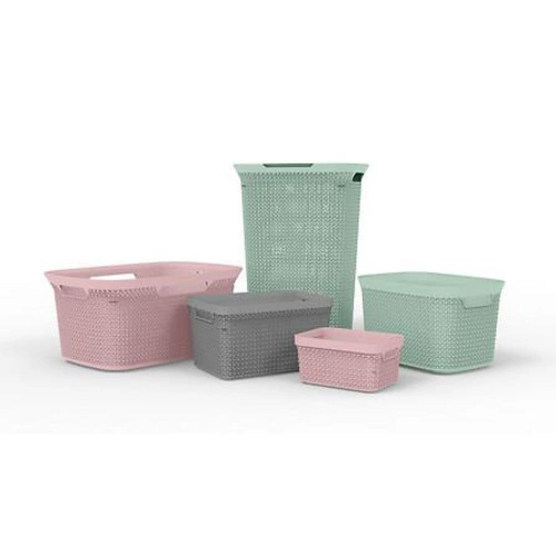 Kosz na pranie 45l Scandi szary nowoczesny do łazienki z tworzywa sztucznego 5five