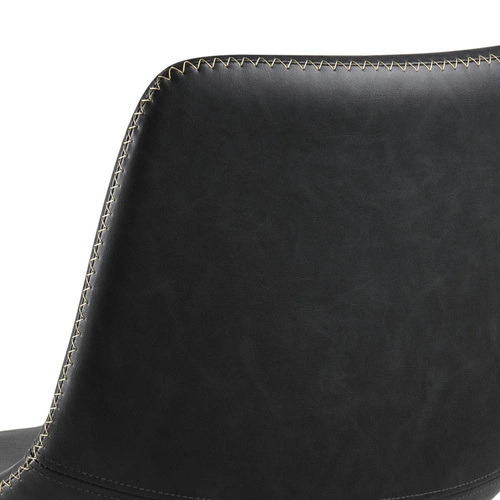 Hoker z oparciem Oregon Actona czarny industrialny do kuchni i wyspy, ekoskóra, metal 76,5 cm