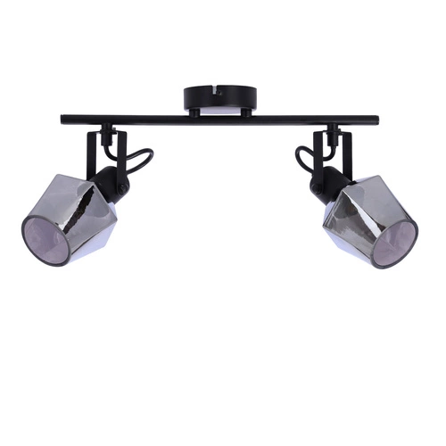 Lampa sufitowa Randi listwa czarny  matowy 2x15W E14 klosz dymiony