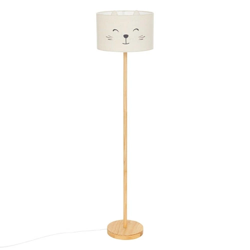 Lampa stojąca do pokoju dziecięcego Cat kremowa drewniana nowoczesna Atmosphera 152 cm