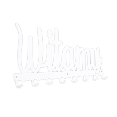 Wieszak ścienny do przedpokoju biały nowoczesny metalowy Witamy Intesi 8 haczyków