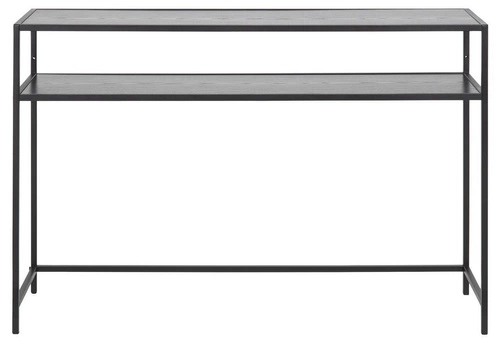 Konsola Seaford Slim czarna industrialna z półką, wąski stolik do przedpokoju lub salonu Actona