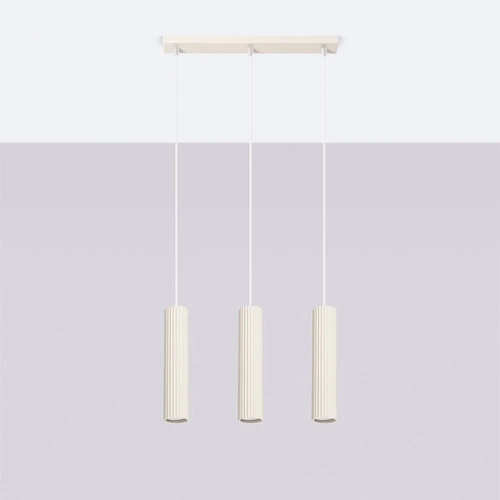 Lampa wisząca Karbon 3-punktowa beżowa regulowana do salonu i nad stół minimalistyczna