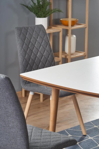 Stół rozkładany do jadalni Terra biały mat dąb nowoczesny loftowy 90-190x80 cm Intesi