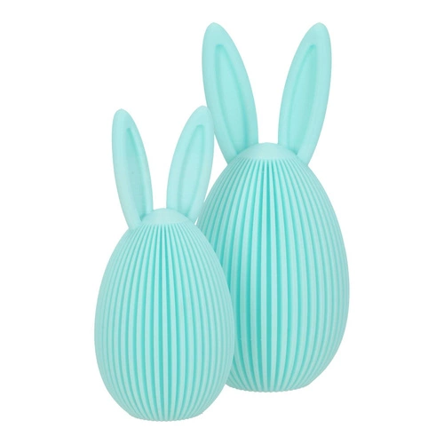 Zestaw 2 figurek wielkanocnych jajek turkusowych Intesi dekoracja świąteczna na stół lub parapet