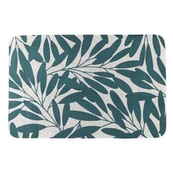 Dywanik Arlla zielony w liście 40x60 nowoczesny do przedpokoju pranie w pralce