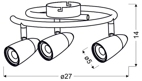 Nowoczesna lampa sufitowa LED Liberty chrom regulowana do salonu i sypialni 3-punktowa
