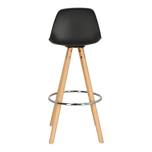 Hoker Nord czarny z oparciem do kuchni i wyspy, nowoczesny, drewniany z ekoskórą Intesi