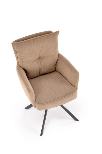 Fotel obrotowy Aldora cappuccino z tkaniny sztruksowej do biura i salonu nowoczesny