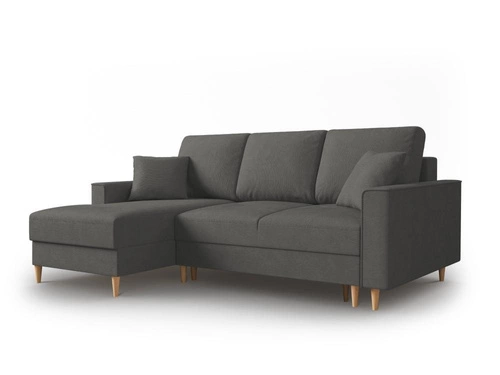 Narożnik z funkcją spania Cartadera Grey Corduroy Lewostronna kolor nóg naturalny